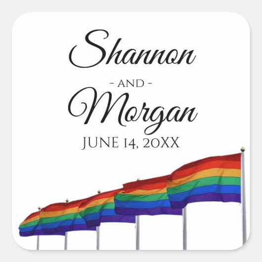 Gay Pride Rainbow Flag Wedding Stickers (Voorkant)