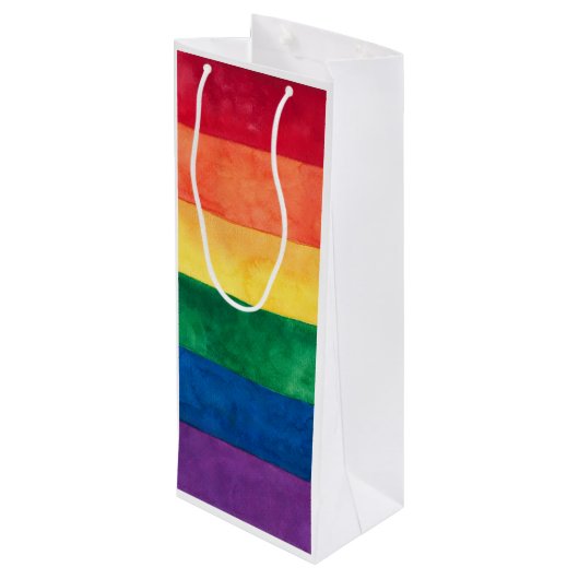 Gay Pride Rainbow Flag Wijn Cadeautas (Achterkant Gekanteld)