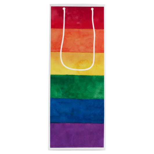 Gay Pride Rainbow Flag Wijn Cadeautas (Voorkant)