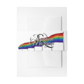 Gay Pride Rainbow Flags Wedding Belly Band Uitnodigingen Wikkel (Voorkant Voorbeeld)