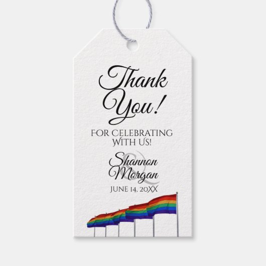 Gay Pride Rainbow Flags Wedding Favor Dank je Cadeaulabel (Voorkant)