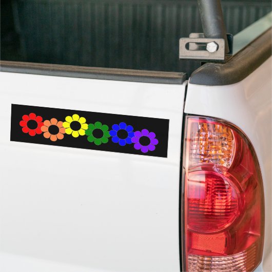 Gay Pride Rainbow Flowers Bumpersticker (Op Truck)