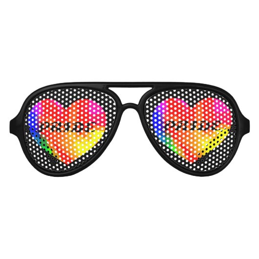 Gay PRIDE Rainbow Heart Aviator Zonnebril (Voorkant)