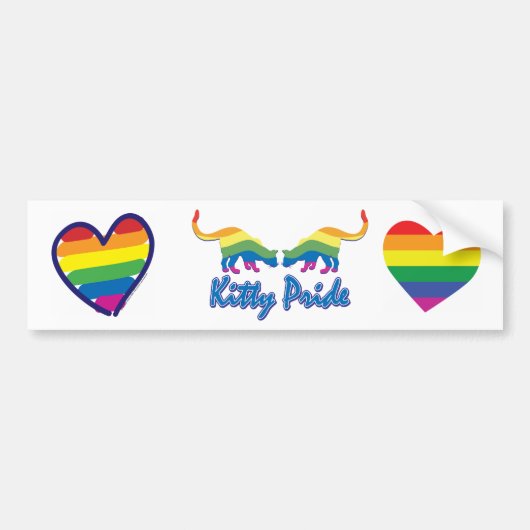Gay Pride Rainbow Heart Bumpersticker (Voorkant)