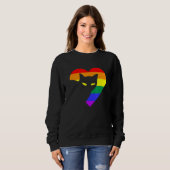 Gay Pride Rainbow Heart Cat Lgbt Pride Month Trui (Voorkant volledig)
