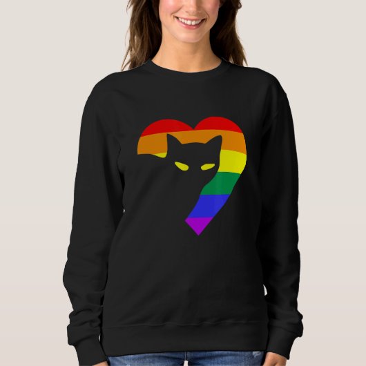 Gay Pride Rainbow Heart Cat Lgbt Pride Month Trui (Voorkant)