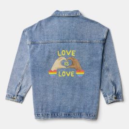Gay Pride Rainbow Heart Denim jas voor dames Jacket