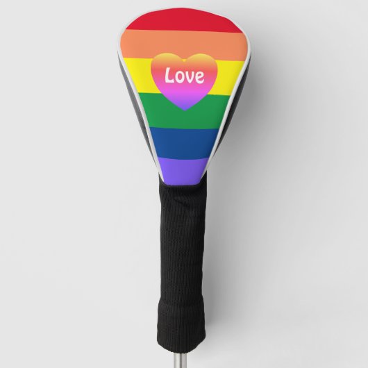 Gay Pride Rainbow Heart LGBTQ Gelijkheid Golfheadcover (Voorkant)