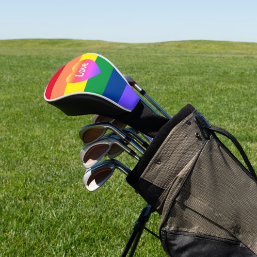Gay Pride Rainbow Heart LGBTQ Gelijkheid Golfheadcover (Insitu)