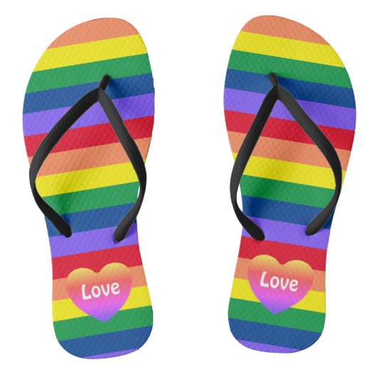 Gay Pride Rainbow Heart LGBTQ Gelijkheid Teenslippers (Voetbed)
