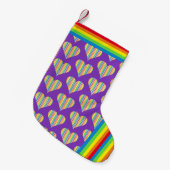 Gay PRIDE Rainbow Heart Love LGBTQ Kleine Kerstsok (Voorkant (Hangend))