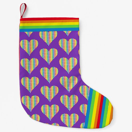 Gay PRIDE Rainbow Heart Love LGBTQ Kleine Kerstsok (Voorkant)