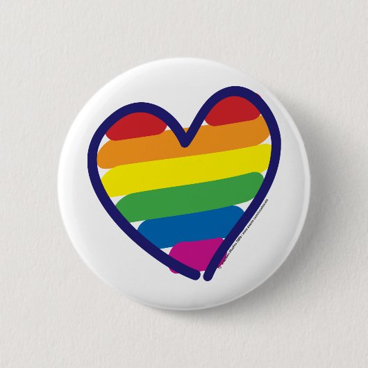 Gay Pride Rainbow Heart Ronde Button 5,7 Cm (Voorkant)