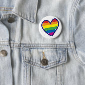 Gay Pride Rainbow Heart Ronde Button 5,7 Cm (In situ)