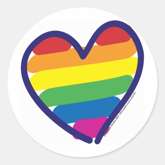 Gay Pride Rainbow Heart Ronde Sticker (Voorkant)