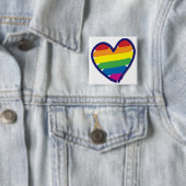 Gay Pride Rainbow Heart Vierkante Button 5,1 Cm (In situ)