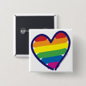 Gay Pride Rainbow Heart Vierkante Button 5,1 Cm (Voorkant /achterkant)