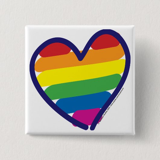Gay Pride Rainbow Heart Vierkante Button 5,1 Cm (Voorkant)
