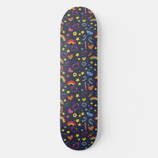 Gay Pride Rainbow Hearts LGBTQ+ Skateboard (Voorkant)