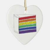 Gay Pride Rainbow Layer Wedding Cake Slice Keramisch Ornament (Rechts)