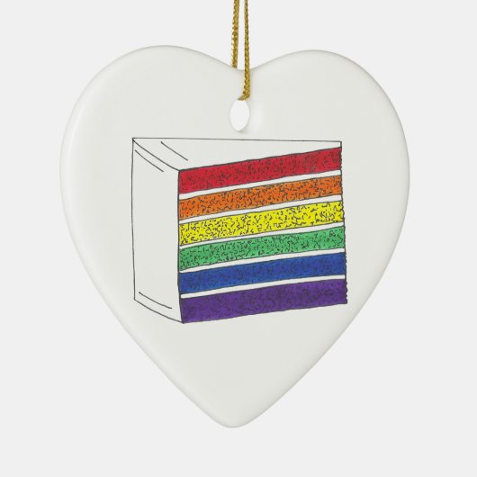 Gay Pride Rainbow Layer Wedding Cake Slice Keramisch Ornament (Rechts)