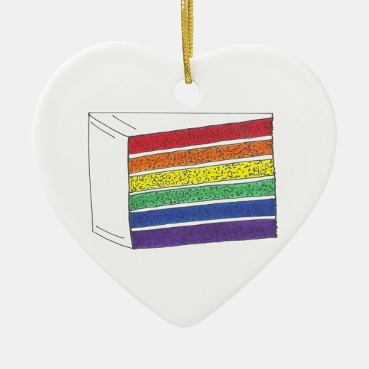 Gay Pride Rainbow Layer Wedding Cake Slice Keramisch Ornament (Voorkant)