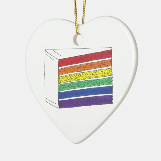Gay Pride Rainbow Layer Wedding Cake Slice Keramisch Ornament (Links)