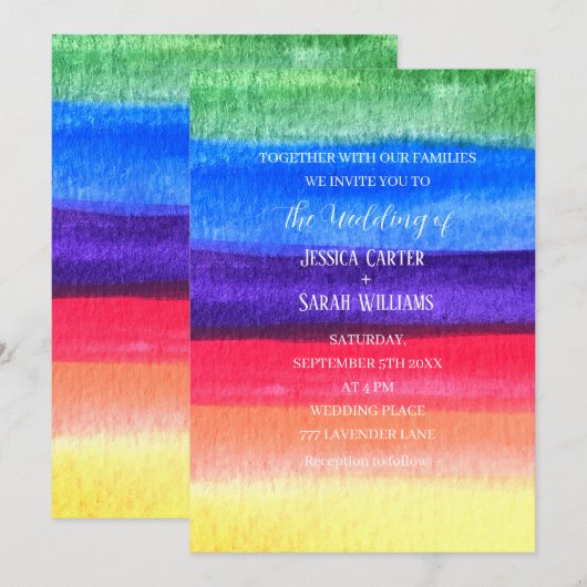 Gay Pride Rainbow Lesbian LGBT Wedding Kaart (Voorkant / Achterkant)