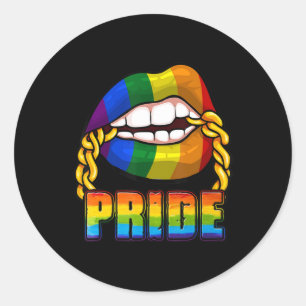 Gay Pride Rainbow Lips LGBT Awareness Month 2022 Ronde Sticker