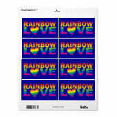 Gay Pride Rainbow Love Heart Etiket (Full Sheet)