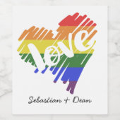 Gay Pride Rainbow Love Heart Gepersonaliseerd Wijn Etiket (Enkel label)