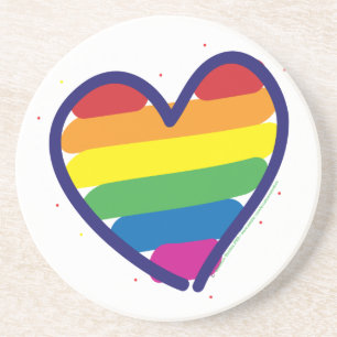 Gay Pride Rainbow Love Heart Zandsteen Onderzetter