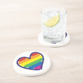 Gay Pride Rainbow Love Heart Zandsteen Onderzetter (Zijkant)