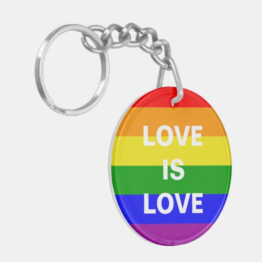 Gay Pride Rainbow Love Sleutelhanger (Voorkant Links)