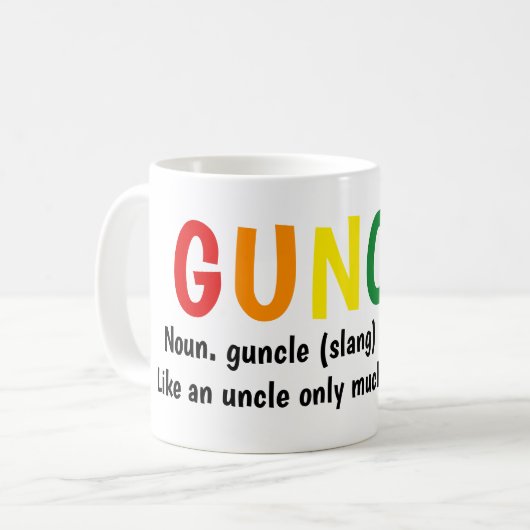 Gay Pride Rainbow Noun Guncle Gay Uncle Slang Koffiemok (Voorkant links)