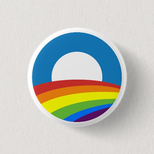 Gay Pride Rainbow Obama 2012 Ronde Button 3,2 Cm (Voorkant)