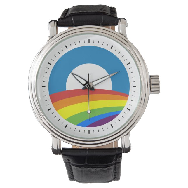 Gay Pride Rainbow Obama Horloge (Voorkant)
