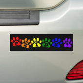 Gay Pride Rainbow Pawprints Bumpersticker (Op auto)