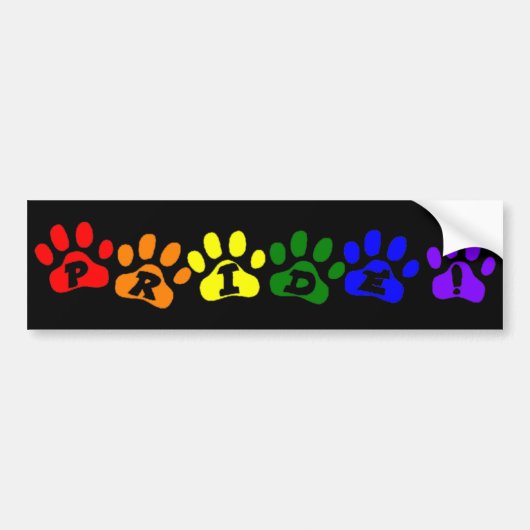 Gay Pride Rainbow Pawprints Bumpersticker (Voorkant)