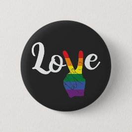 Gay Pride - Rainbow Peace Sign Love Ronde Button 5,7 Cm