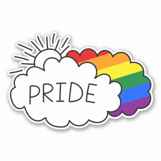 Gay Pride | Rainbow Pride Clouds Sticker (Voorkant)