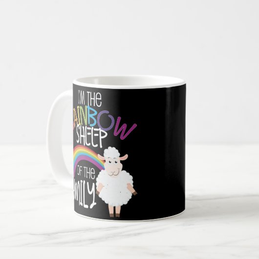 Gay Pride Rainbow Sheep Ally Coffee Mok LGBT Gift (Voorkant links)