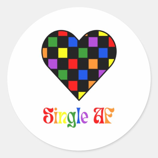 Gay Pride Rainbow Single Af Valentines Day Sarcas  Ronde Sticker (Voorkant)