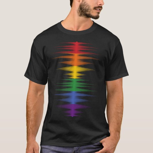 Gay Pride Rainbow Sound Waves  LGBTQ T-shirt (Voorkant)