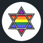 Gay Pride Rainbow Star van David Ronde Sticker<br><div class="desc">Gay Pride Rainbow Star van David</div>