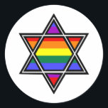 Gay Pride Rainbow Star van David Ronde Sticker<br><div class="desc">Gay Pride Rainbow Star van David</div>