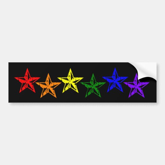 Gay Pride Rainbow Stars Bumpersticker (Voorkant)