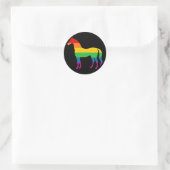 Gay Pride Rainbow Stripe Horse Ronde Sticker (Tas)