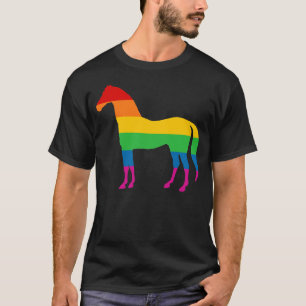 Gay Pride Rainbow Stripe Horse T-shirt