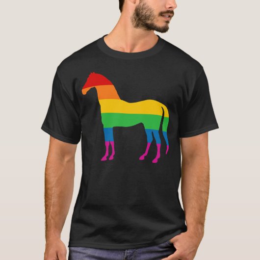 Gay Pride Rainbow Stripe Horse T-shirt (Voorkant)